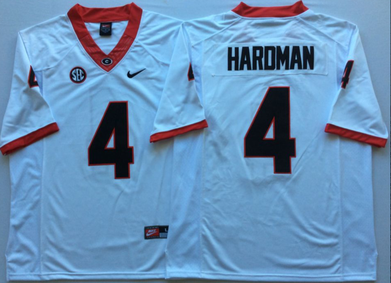 Men Georgia Bulldogs 4 Hardman White Nike NCAA Jerseys